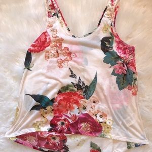 H&M Floral Tank Top High Low Cut
